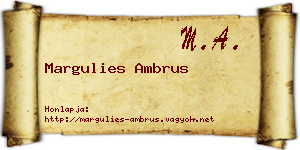 Margulies Ambrus névjegykártya